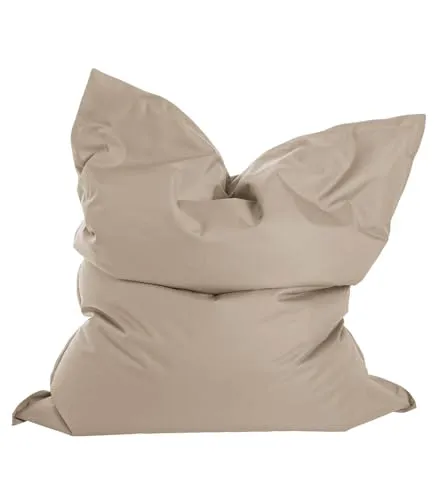 mokebo Sitzsack Outdoor XXL 'Der Große' - Beige - Sitzsäcke für Kinder & Erwachsene, vielseitig einsetzbar zum Sitzen und Liegen. Hergestellt in Deutschland aus hochwertigem, wasserabweisendem Stoff für drinnen und draußen.