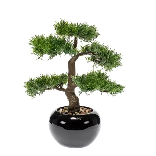 Künstlicher Bonsai CEDAR Zedernbonsai 34cm - Blumen & Künstliche Pflanzen: Klassischer Bonsai in elegantem schwarzen Keramiktopf, pflegeleicht und ideal für jeden Raum.