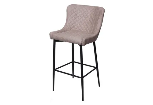 PROREGAL® Barhocker Barhocker mit Lehne Sitzhöhe 75cm Vintage Metall Fußablage Stoff Grau