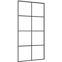 vidaXL Schiebetür Schwarz 102,5x205 cm aus ESG-Glas und Aluminium - Elegante Schiebetür aus robustem ESG-Glas und Aluminium, ideal für moderne Innenräume und platzsparende Lösungen.