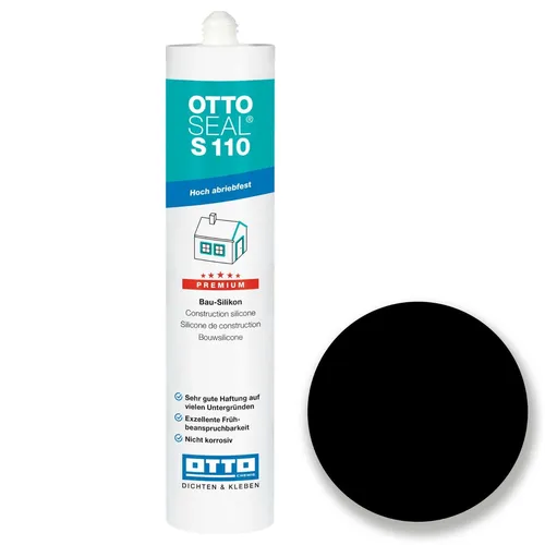 Premium-Bau-Silikon Otto Chemie Ottoseal S 110 Schwarz, Kartusche MHD 08/24