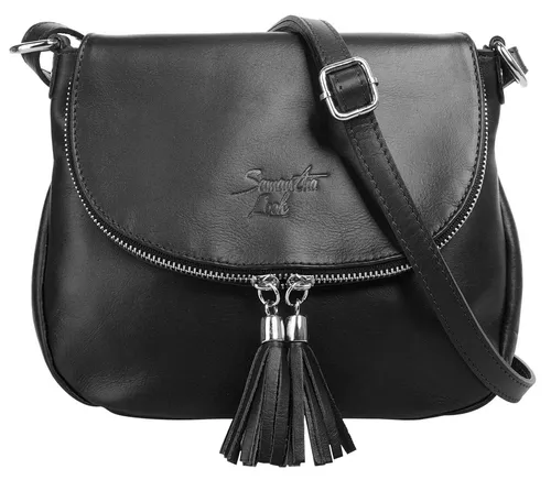 Umhängetasche SAMANTHA LOOK - Echt Leder, Made in Italy - Handtaschen aus 100% Rindleder, leicht glänzend und mit verstellbarem Schulterriemen. Charmantes Accessoire für jeden Anlass, ideal für modische Outfits.
