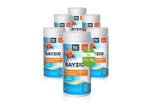BAYZID pH Minus Granulat 1,5 kg - Effektive Poolpflege - Poolpflege - Senkt zuverlässig den pH-Wert für klares Wasser und verhindert Algenbildung und Hautreizungen. Ideal für neue und bestehende Pools.