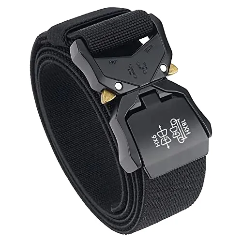 TENINE Unisex-Gürtel aus Segeltuch, Elastischer Stoffgürtel Stretch-Gürtel Militär-Gurtband Nylongürtel für Frauen und Männer Taktischer Gürtel Schnellverschluss Metallschnalle