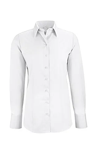 GREIFF Langarmbluse Damen BASIC Regular-Fit Weiß, Größe 42 - Elegante Bluse aus 62% Baumwolle mit OEKO-TEX® Standard 100, ideal für Büro und Freizeit.
