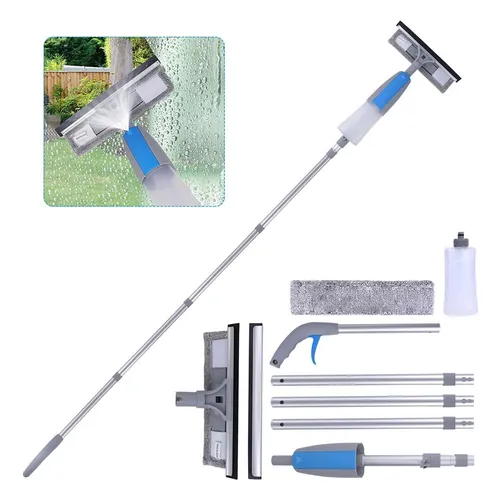 Maximex Fensterwischer extra-lang - Fensterabzieher mit Teleskopstiel bis 5,3 m Reichweite, ideal für schwer zugängliche Fenster. Der waschbare Mikrofaserbezug sorgt für eine chemiefreie und streifenfreie Reinigung.