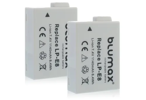 Blumax 2x Lp-E8 EOS 550D 650D 700D Rebel T3i 1140 mAh Kamera-Akku