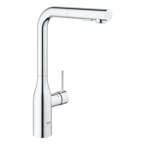 GROHE Essence Küchenarmatur, 2 Strahlarten - Armaturen mit ausziehbarer Brause, 360° schwenkbar und wassersparend dank variabler Mengenbegrenzung – ideal für effizientes Arbeiten in der Küche.
