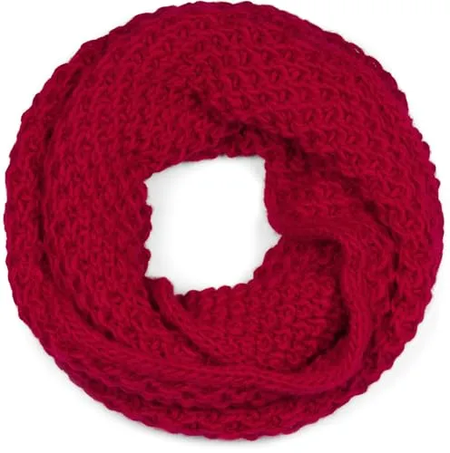 styleBREAKER Unisex Strick Loopschal – Grob gestrickt in Rot - Schals für Damen: Voluminöser Loopschal aus weichem Grobstrick, ideal für kalte Temperaturen und vielseitig tragbar.