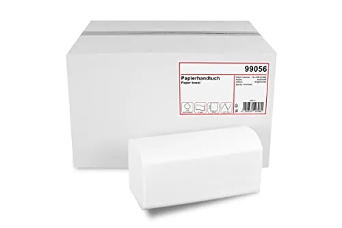 Papierhandtücher für Spender | 2-lagig, hochweiß, 3.000 Blatt - Hochwertige Papiertücher im praktischen V-Falz, ideal für Toiletten, Büros und Praxen – hygienisch und effizient.