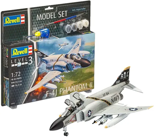 REVELL F-4J Phantom II Modellbausatz 1/72 - Modellbausatz für Fortgeschrittene ab 14 Jahren, inklusive detaillierter Bemalung und einfacher Montage für ein authentisches Flugzeugerlebnis.
