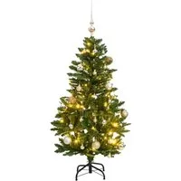 vidaXL Klappbarer Weihnachtsbaum mit 150 LEDs und Kugeln, 120 cm