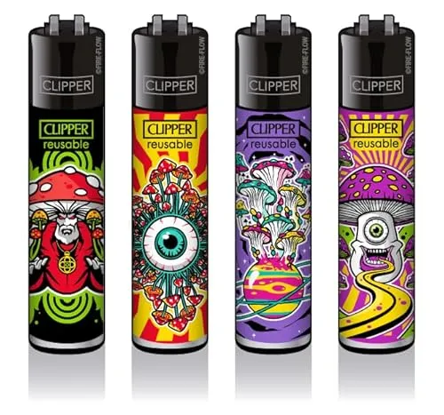 Clipper Feuerzeug 4er Set: (Shrooms #10) von sunmondo