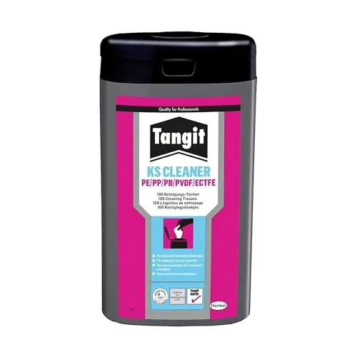 Tangit KS-Cleaner Reinigungstücher, Rohrreiniger für Kunststoff-Schweißverbindungen aus PE/PP/PB/PVDF, Kunststoffreiniger gewährleistet sichere Schweißung, 100 Tücher