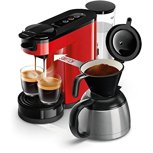 Philips Kaffeepadmaschine Senseo HD6592/84 - 2-in-1 Switch für Filter- und Padkaffee, mit Crema Plus und Edelstahl-Thermo-Kanne für bis zu 7 Tassen