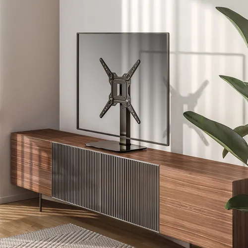 TV Stahl Ständer Halterung I Glasboden I 23-55 Zoll (58-140cm) I 40kg I Drehbar