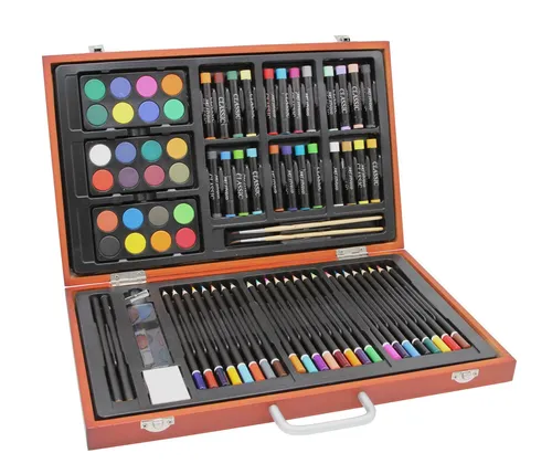 Künstler-MALSET 78-tlg. im Malkoffer: Buntstifte, Wasserfarben, Ölpastellkreide