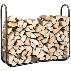 Shelter Logic Metall Kaminholzregal, schwarz, 122 x 25 x 104 cm - Aschesauger: Stabiler Stahlrahmen für 272 kg Traglast, ideal für sauberes und trockenes Kaminholz im Garten oder auf der Terrasse.