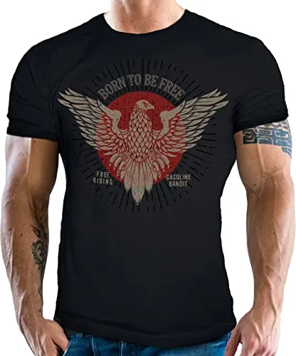 Produktbild Gasoline Bandit Original Biker Racer Herren T-Shirt: Born to be Free