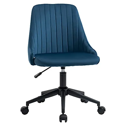 Vinsetto Bürostuhl Blau - Ergonomischer Bürostuhl mit dick gepolstertem Sitz und verstellbarer Höhe für maximalen Komfort im Arbeitszimmer oder Home Office.