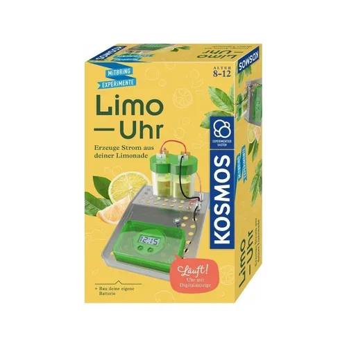 KOSMOS 658090 Limo-Uhr - Experimentierset zur Stromerzeugung aus Limonade, lehrreiche Elektro-Chemie für Kinder ab 8 Jahren
