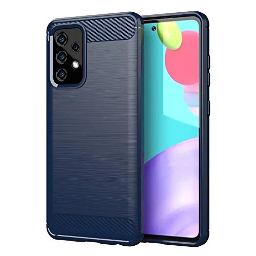 Cadorabo Hülle kompatibel mit Samsung Galaxy A52 (4G 5G) A52s Schutzhülle TPU Silikon Case Karbon Optik Slim Kratzfest Weiche Gummi mit Rundumschutz Case Hülle für Galaxy A52 (4G 5G) A52s in Blau