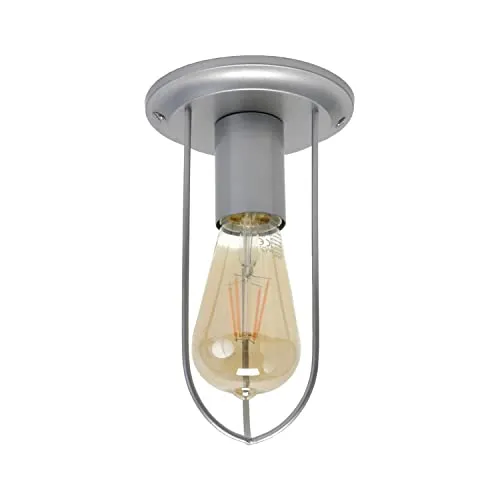 Licht-Erlebnisse STEPP Graue Deckenlampe Industrial Drahtschirm Vintage Design Deckenleuchte E27 Wohnzimmer