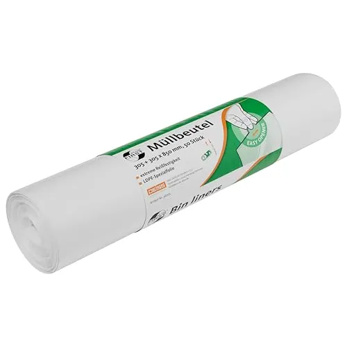 DEISS FIRST PLUS aus LDPE, 1A-Material, 80 l, weiß, 50 Stück/Rolle