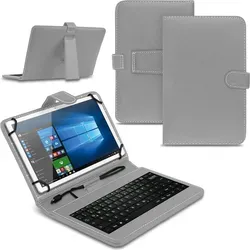 Tablet Hülle Amazon Fire HD 10 / Plus 2021 Tasche Tastatur QWERTZ SchutzhülleFarben:Grau - Grau