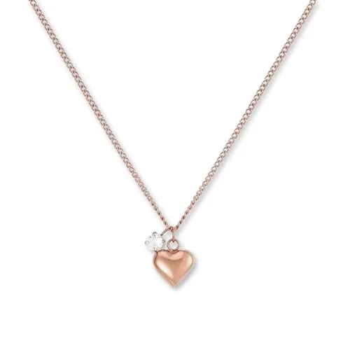 GD GOOD.designs Rosegoldene Herzkette mit Zirkonia Kettenanhänger | Elegante Kette aus 316L Edelstahl in 18K Roségold | Verstellbare Halskette für Damen (42-47 cm)