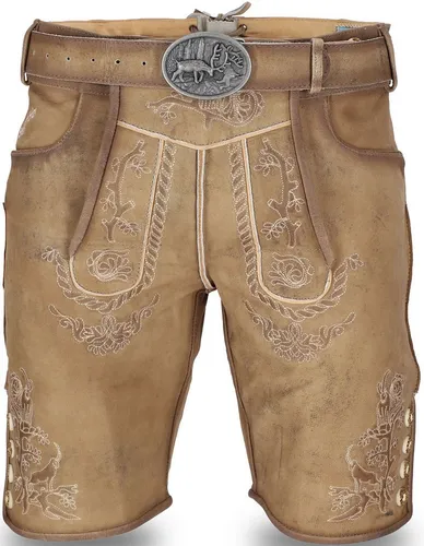 Steigenhöfer Manufaktur Trachtenlederhose FRANZ Vintage Trachtenhose mit Gürtel Nubukleder - Ideal für Dein Oktoberfest Herren Outfit