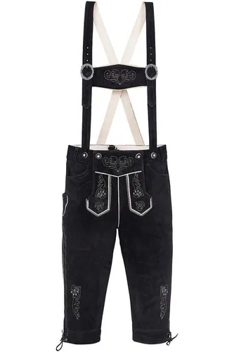 Edelnice Trachtenlederhose schwarz 60 - Hochwertige Trachtenlederhose aus 100% Rindsleder in elegantem Schwarz, ideal für festliche Anlässe und traditionelle Veranstaltungen.