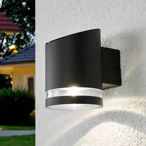 Lindby Wandleuchte Melinda, moderne LED-Außenleuchte - Moderne Wandleuchte für den Außenbereich, solarbetrieben und ideal für Orte ohne Stromanschluss. Robustes Design aus Edelstahl mit IP44-Schutz für Wetterbeständigkeit.