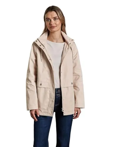 STREET ONE Damen A202053 Parka in Pearly Sand, Größe 34 - Funktionsjacke mit Kapuze, seitlichen Taschen und Schlitzen, aus robuster Twill-Qualität für optimalen Tragekomfort und Stil.