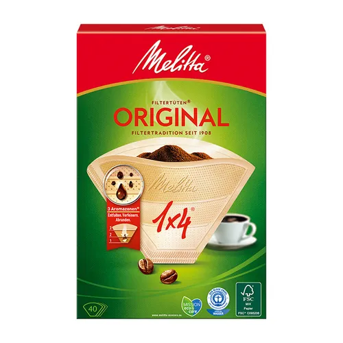 Melitta Kaffee Filter Original 1X4 - Kompostierbar Papier - 40 Packung