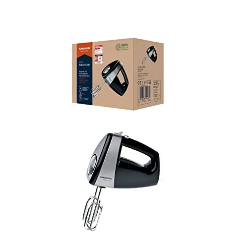 Grundig HM 5040 Premium-Handmixer - Handmixer mit 300 Watt Leistung, 5 Geschwindigkeitsstufen und Turbostufe. Ergonomisches Design für hohen Bedienkomfort und spülmaschinenfeste Edelstahl-Rührstäbe.