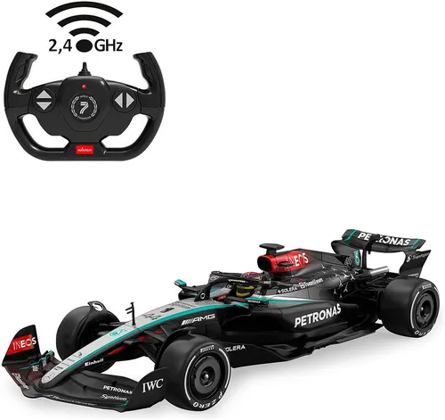Jamara Mercedes AMG W15 F1 1:12 Performance schwarz - Erlebe die rasante Fahrt mit dem Jamara Mercedes AMG W15 F1 1:12 Performance. Mit 2,4GHz Technologie für präzise Steuerung und aufregenden Fahrspaß im Maßstab 1:12.
