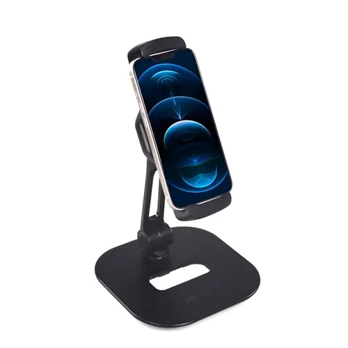 hjh OFFICE FLEXMOBI IV Handyhalterung - Handy- & Smartwatch-Zubehör mit 360° drehbarem Kugelgelenk für individuelle Anpassung, ideal für Videos, Lernen oder Videokonferenzen. Robust mit einem massiven Fußteller für sicheren Stand.