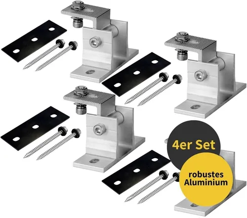 Avoltik Alu Halterung für Solarmodule - Robuste PV Aufständerung - Stabile Aluminium-Halterung für die flexible Montage von Solarmodulen. In 1er, 2er und 4er Sets erhältlich. Ideal für individuelle Photovoltaik-Anlagen mit stufenlos einstellbarem Neigungswinkel.