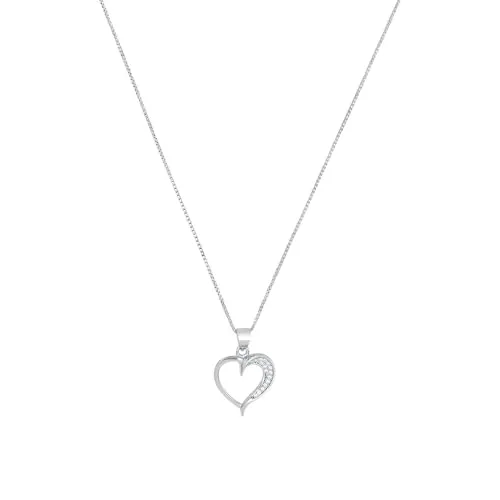 Amor Kette mit Anhänger 925 Sterling Silber - Ketten für Damen, elegante 45 cm lange Veneziakette mit funkelndem Herz-Anhänger aus 925 Sterling Silber, ideal als Geschenk für besondere Anlässe.