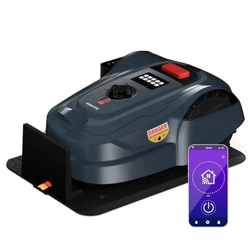 blumfeldt GrassConnect Mähroboter - App-gesteuert, für Gärten bis 1.000 m² - Mähroboter für große Gärten, steuerbar über Smartphone-App, mit leistungsstarkem Li-Ion Akku für bis zu 3 Stunden Laufzeit und automatischem Laden. Effiziente Rasenpflege leicht gemacht!