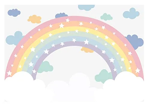 WallArena - Vlies Fototapete Kinderzimmer Regenbogen 254x184 cm - Fototapeten - Fototapeten Tapeten für Kinder Kindertapete - Vliestapete Wandtapete Tapete 3D Effekt - Wolken