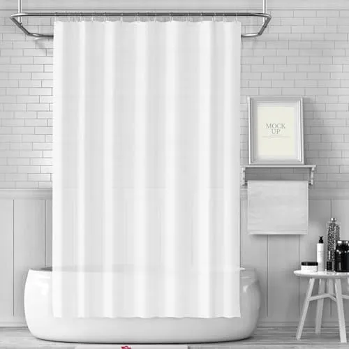 LUKDUNG 180x180 Badevorhang, Duschvorhang Anti-schimmel in Badezimmer, Vorhang für Badewanne Dusche aus Kunststoff Wasserdicht Waschbar, Waschbar PEVA Shower Curtain mit 12 Duschvorhangringe Weiß