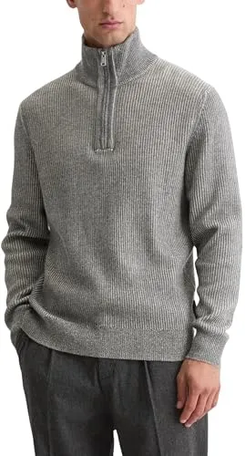 Marc O'Polo Troyer Stehkragen - Bi-Color-Look für Herren - Strickpullover mit elastischem Material für hohen Komfort, ideal für entspannte Freizeit-Outfits und vielseitige Kombinationen.