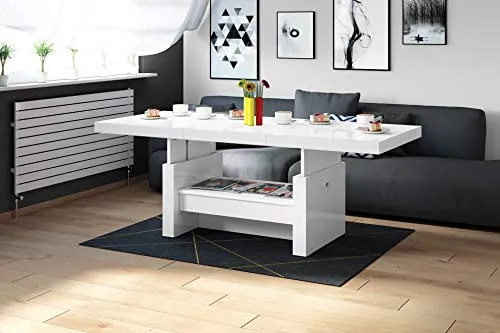 Design Couchtisch Aversa H-111 Weiß Hochglanz in weiß von HU