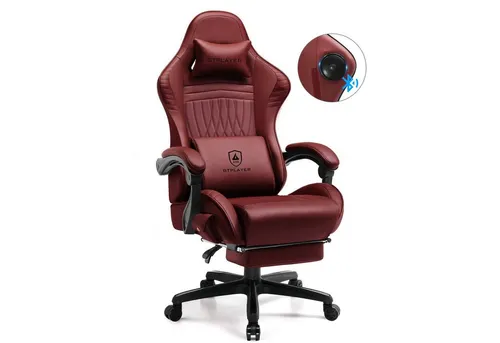 GTPLAYER Gaming-Stuhl mit Hi-Fi Lautsprechern - Ergonomischer Bürostuhl in Rot - Ergonomischer Gaming-Stuhl für höchsten Komfort, ausgestattet mit integrierten Hi-Fi Lautsprechern und neigbaren Armlehnen. Ideal für lange Gaming-Sessions und vielseitig einsetzbar auf verschiedenen Bodenbelägen.