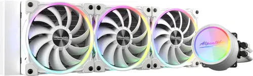 Alpenföhn Glacier Water 360 RGB Wasserkühlung, Weiß - Hochleistungs-AIO-Wasserkühlung mit 360-mm-Radiator und drei ARGB-Lüftern, entwickelt in Kooperation mit Roman 