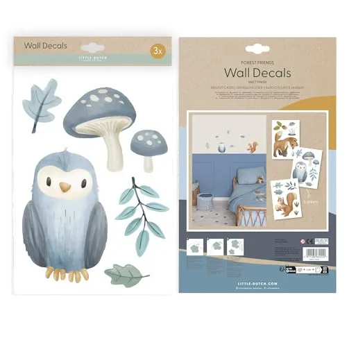 Little Dutch Wandsticker Set Forest Friends A4 | 3x St. - Selbstklebendes Wandtattoo-Set mit elegantem Design. Einfach anzubringen und ideal zur Verschönerung jedes Raumes. Premium-Qualität in A4-Format (29,7x21cm).