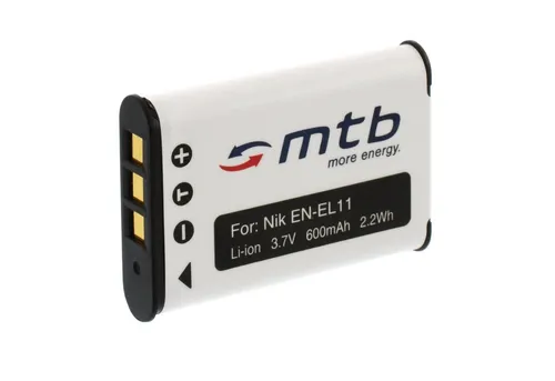 mtb more energy Akku für Nikon EN-EL11 (Li-60B / D-Li78 / DB-80 / DB-L70) Kamera-Akku kompatibel mit Akku-Typ Nikon EN-EL11 600 mAh (3,7 V)