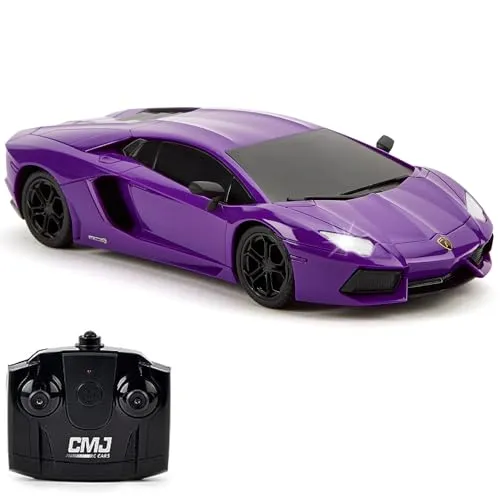 CMJ RC CARS Lamborghini LP700-4 ferngesteuertes ferngesteuertes Auto, offizielles Lizenzprodukt, Maßstab 1:24, Arbeitsscheinwerfer, 2,4 GHz, tolles Kinderspielzeug, Auto (lila)